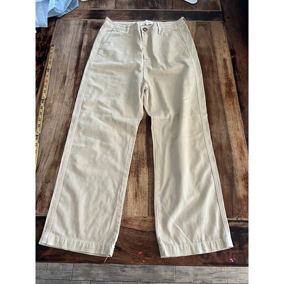 The Great. Women's khaki 100% Cotton High Rise Wide Leg Pants Size 28 - Picture 1 of 6